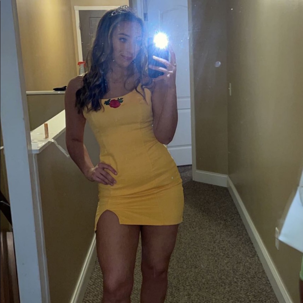 Forever 21 Yellow Bodycon Cami Dress